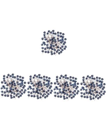 HOMSFOU 500 Pcs Simulation Blueberry Decoration Christmas Artificial Blueberries Fake Berry with Stem Mini Fake Berries Ornament Foam Wreath Christmas Tree Decorations Manual Small Fruit