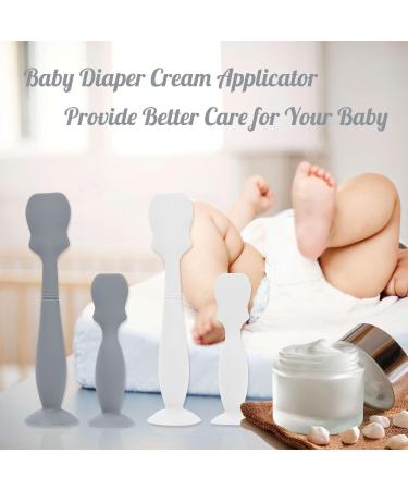 Baby Diaper Cream Spatula 4 Pack Baby Diaper Brush with Humanized Handle and Suction Cup Baby Cream Applicator Newborn Butt Paste Spatulas (Grey & White) - Buy Online on GoSupps.com