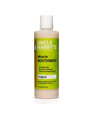 Uncle Harry's Natural Alkalizing Miracle Mouthwash | Adult & Kids Mouthwash for Bad Breath | pH Balanced Oral Care Mouth Wash & Mouth Rinse (8 fl oz) 8 Fl Oz (Pack of 1)