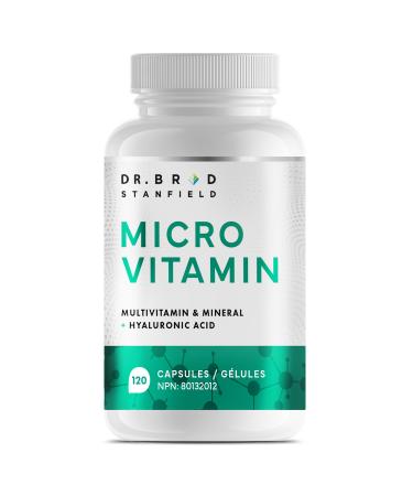 Dr Brad Daily Low Dose MultiVitamin & Mineral Supplement for Men & Women to Support Cognitive Performance & Memory + Hyaluronic Acid for Skin Health (120 Count Non-GMO)