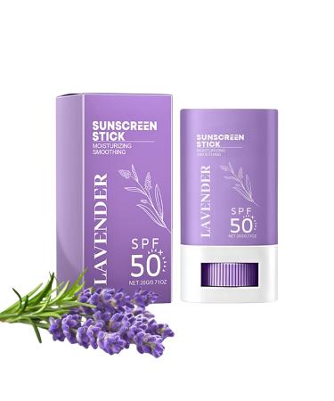 Lavender Face Sunscreen Stick Waterproof Sunblock Stick SPF 50+ Suncream Factor 50 for Face PA+++ Refreshing Sun Cream Spf 50 Strong UVA + UVB Protetion Moisturizing & Non Greasy