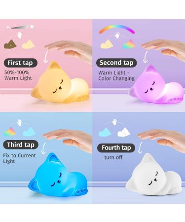 Cute Cat Night Light | 16 Color Changing Baby Nightlight | Rechargeable & Portable | Perfect Gift for Cat Lovers & Kids - Buy Online on GoSupps.com