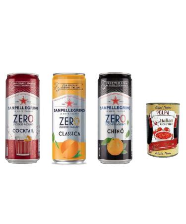Italian Gourmet E.R. San Pellegrino Chinotto zero cocktail and orangeade ginger zero canettes sans sucre 33 cl Aperitif soda sans alcool + polpa italienne gourmet 400 g