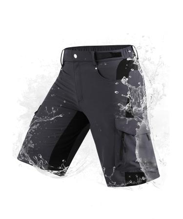 Cycorld short trousers men hiking pants men short stretch cargo shorts men Bermuda shorts men quick drying with 6 bags outdoor trekking bike pants short dark gray l