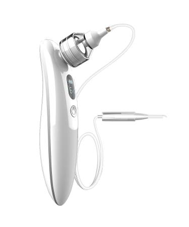 Ear Wax Vacuum 6 Level Strong Suction Ear Vacuum Wax Remover Gear Indicator Safe Soft Silicone Tips Ear Cleaner Tool Water Remover Ear Wax Removal Kit Earwax for Adults and Kids (White-No.1)