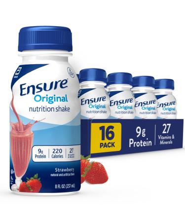 Ensure Original Strawberry Nutrition Shake | Meal Replacement Shake | 16 Pack Strawberry 8 Fl Oz (Pack of 16)
