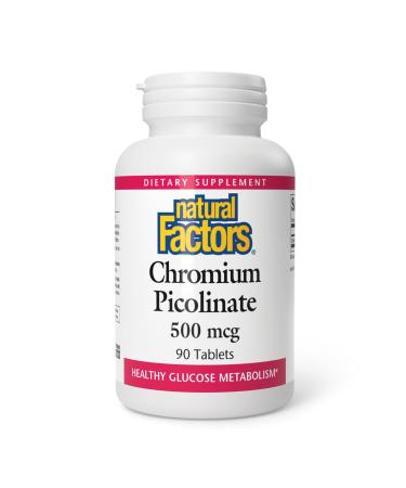 Natural Factors Chromium Picolinate 500 mcg 90 Tabs (Pack of 4)