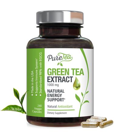 Green Tea Extract Capsules 98% Standardized EGCG - 3X Strength for Natural Energy - Heart Support with Polyphenols - Gentle Caffeine - 180 Capsules 240 Count (Pack of 1)