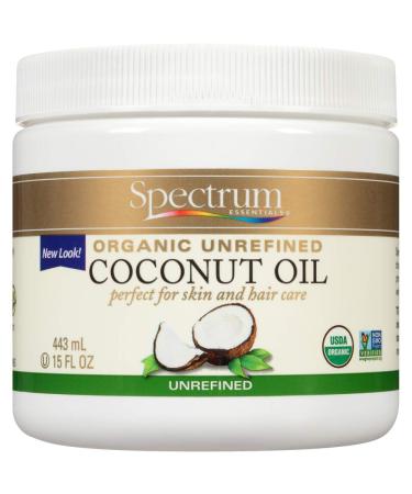 Spectrum Essentials Organic Coconut Oil, Unrefined, 15 Oz 15 Fl Oz (Pack of 1)