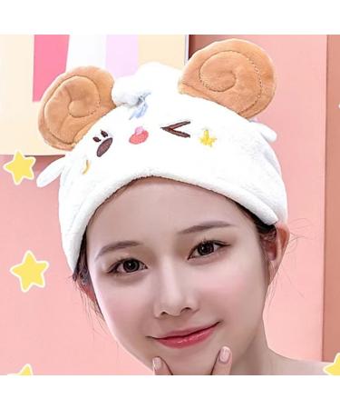 Animal Hair Hat Towel Hijab Hair Bonnet Shower Caps Washcloths Dry Hair Turban Cap Fast Dry Hair Turban Turbans for Women Coral Fleece Turban Hat Japanese-Style White - Buy Online on GoSupps.com