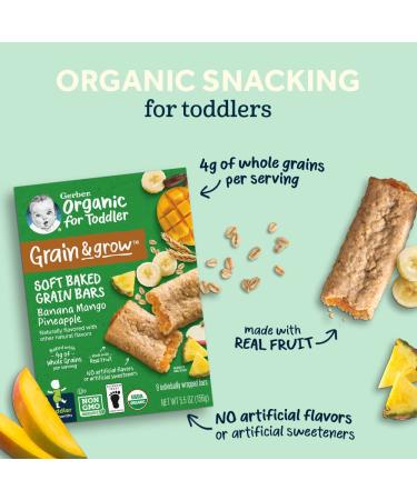 Gerber Organic Soft Baked Grain Bars, Raspberry Pomegranate, 5.5 oz (Pack of 8) - Healthy Toddler Snacks - Buy Online on GoSupps.com