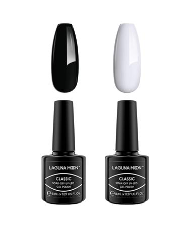 Gel Nail Polish - Black & White Gel Polish Classic Colours Set Soak off UV Nail Polish Gift Set for DIY Manicure and Salon Use 2 x 8ml
