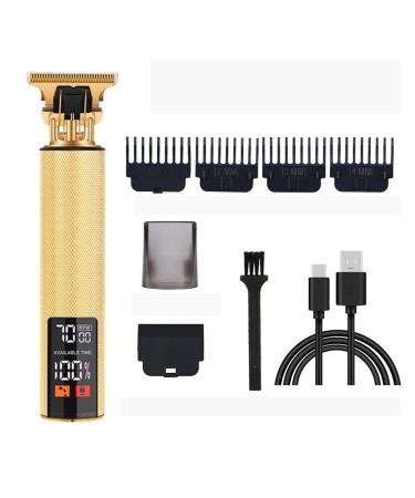 Razors Electric Barber T9 Upgraded LCD Rechargeable Retro Oil Head Carving Electric(LCD gold)