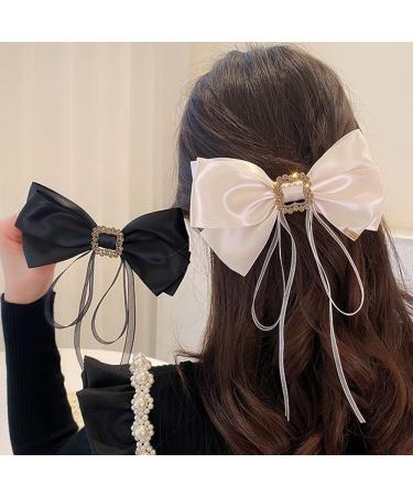 Jumwrit Large Bow Rhinestone Hair Clip Barrette - Off White Vintage Hair Accessory for Women and Girls - Buy Online on GoSupps.com