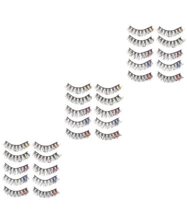 FOMIYES 30 Pairs Color Five Pairs of Eyelashes Colored Eyelashes Colored Strip Lashes Wispy Eyelashes False Eyelashes Cat Fake Eyelashes Fluffy Colored Lashes Imitation Make up Extend