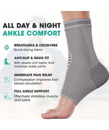 Buy Modvel Compression Ankle Brace Socks - Support for Sprains Tendonitis & Arthritis - Unisex Foot & Ankle Sleeve - Ideal for Sports & Running - Light Grey - Buy Online on GoSupps.com