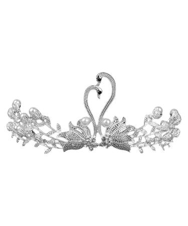 Vintage princess hair crown swan headgear rhinestone crowns for women wedding tiara for women crystal crowns for women swan crown bride baroque white