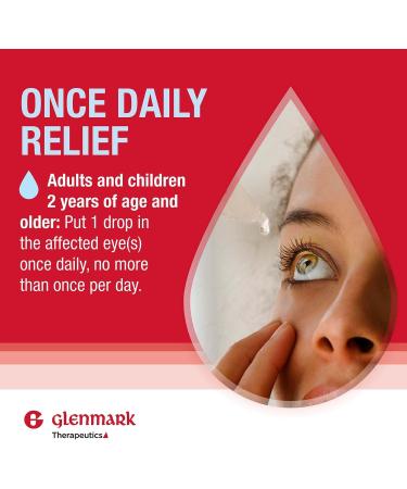 Glenmark Therapeutics Once Daily Olopatadine Eye Drops for Allergies Redness Relief Antihistamine Allergy Relief from Pet Dander Pollen Grass Ragweed Olopatadine HCl 0.2% 2.5ml (Twin-Pack) Twin Pack - Buy Online on GoSupps.com