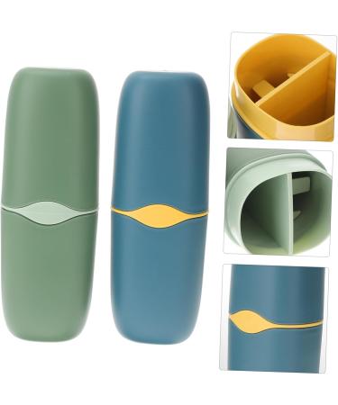 Frcolor 2-Piece Travel Toothpaste & Toothbrush Holder Set Outdoor Washing Storage Cup for On-the-Go Oral Care - Buy Online on GoSupps.com