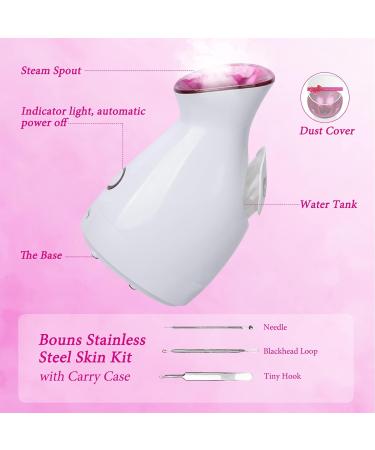 Facial Steamer SPA Sauna Face Humidifier Wolady Home Sauna Steamer Nano Ionic Warm Mist Humidifier Steamer with Stainless Steel Skin Kit for Pores Cleanse Clear Blackheads Acne Skin Cares (Middle) Pink - Buy Online on GoSupps.com