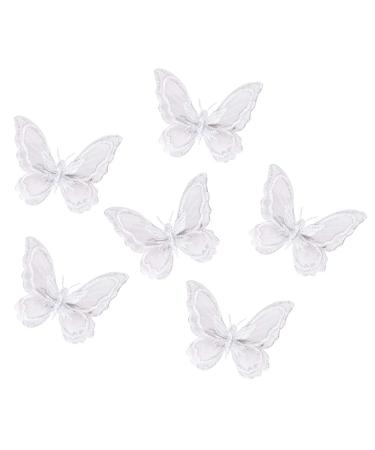 Penta Angel Butterfly Hair Clips 6Pcs White Embroidery Lace Hair Bobby Pins Barrettes Hair Accessory Alligator Clips for Women And Girls