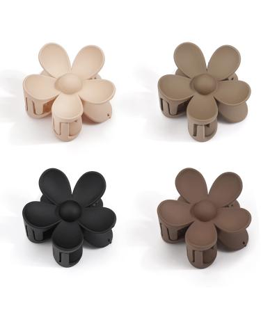 MiDoDo Hawaiian Flower Hair Clips for Women 4 Pack Flower Hair Claw Clips Plumeria Claw Clips for Thin Hair Large Claw Clips for Thick Hair Beach Tropical Hair Accessories for Girls Classic