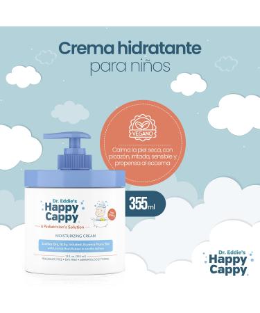Happy Cappy Dr. Eddie's Moisturizing Cream for Children - Dermatologist Tested - Soothes Dry, Itchy, and Irritated Eczema Prone Skin - 12 oz Jar with Pump, Non-Greasy Formula - Fragrance and Dye-Free - Buy Online on GoSupps.com