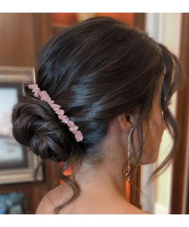 Jeairts Black Crystal Hair Side Comb - Silver Bridal Headpiece with Rose Quartz Accent - Hair Accessories for Women and Girls - Buy Online on GoSupps.com