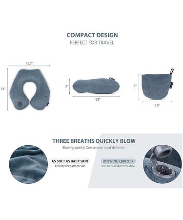 Inflatable Travel Neck Pillow - Washable Pillowcase, U-Shaped for Airplane, Train, Car - Deep Grey - Buy Online on GoSupps.com