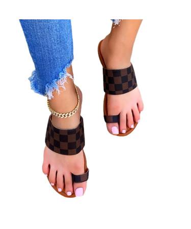 Summer Stylish Womens Beach Sandals Casual Comfy Orthopedic Bunion Corrector Slippers Lightweight Soft Hallux Valgus Flip Flops for Womens for Plantar Fasciitis 5.5 Brown