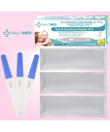 SALO MED HCG Pregnancy Test - 3 Ultra-Sensitive Tests - 99% Accuracy Safe & Easy to Use - Buy Online on GoSupps.com