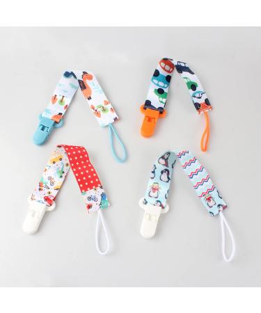 Zeaybsr Pacifier Clips for Boys - 4 Linen Clips Universal Baby Pacifier Holders & Toys Essential Newborn Accessories Perfect Baby Shower Gift - Buy Online on GoSupps.com