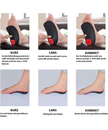 3/4 Plantar Fasciitis Orthopedic Shoe Inserts for Flat Feet & Heel Spur - Pain Relief Insoles for Men & Women - Red XL (EU46-49) - Buy Online on GoSupps.com