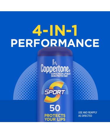 Coppertone Sport Sunscreen Lip Balm SPF 50 - 0.13 oz | Protects Your Lips - Buy Online on GoSupps.com