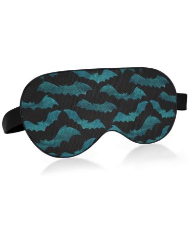 Blue Green Bats Eye Mask for Sleep Light Blocking Funny Sleeping Mask with Adjustable Strap Soft Lightweight Eye Cover Blindfold for Men Women Work Travel Naps