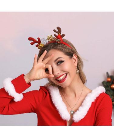 Unicra Christmas Headband Elk Deer Antlers Headband Gift Animal Horns Headwear Snowflake Hair Piece Halloween Hair Accessories - Buy Online on GoSupps.com