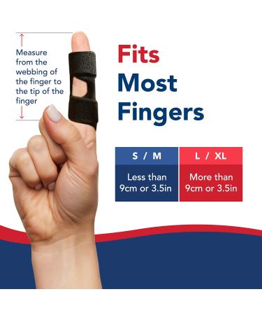 Dr. Arthritis Trigger Finger Splint - Doctor Developed Finger Brace for Index, Middle, Ring & Pinky Finger - Padded Splint for Straightening - Black, S/M - Buy Online on GoSupps.com