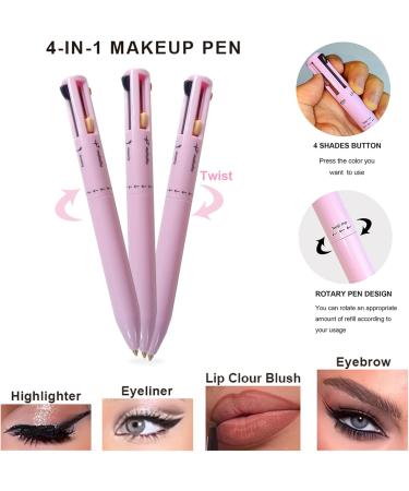 4 In 1 Makeup Pen 4 Colors Multi-Function Makeup Beauty Pen Touch Up Make Up Pen Travel Makeup Tool With Eyeliner Eyebrow Pen Lipliner And Highlighter Face Makeup - Buy Online on GoSupps.com