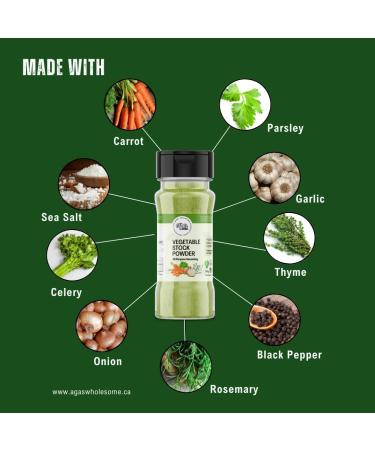 Aga's Wholesome Vegetable Stock Powder 100g Low Sodium & MSG Free All Natural Vegetable Bullion All Purpose Seasoning Vegan Gluten Free Non-Irradiated GMO Free - Buy Online on GoSupps.com