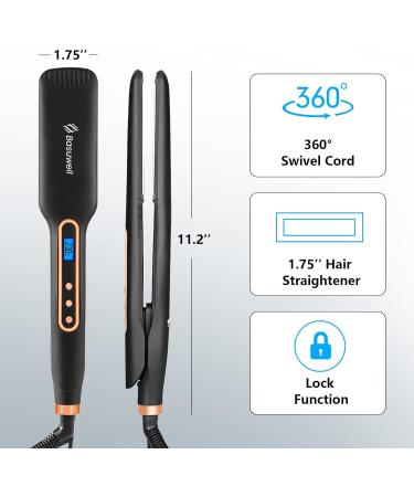 Basuwell Digital Hair Straightener | 6-Speed Temperature Control Flat Iron for Thick Hair | Salon-Grade Ceramic Styler with Fast Heating | UK Plug | Black - Buy Online on GoSupps.com
