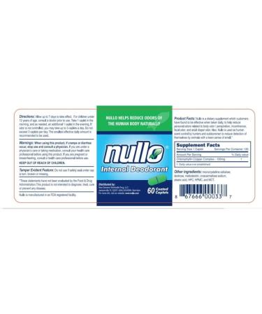 Nullo Internal Deodorant (60 Caplets) 1 Count (Pack of 60) - Buy Online on GoSupps.com
