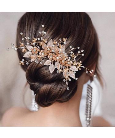 Bride Wedding Hair Comb Bridal Hair Accessories for Women Flower Rhinestone Headpiece Bridal Pearl Hair Accessories for Girls Hair Combs - Buy Online on GoSupps.com