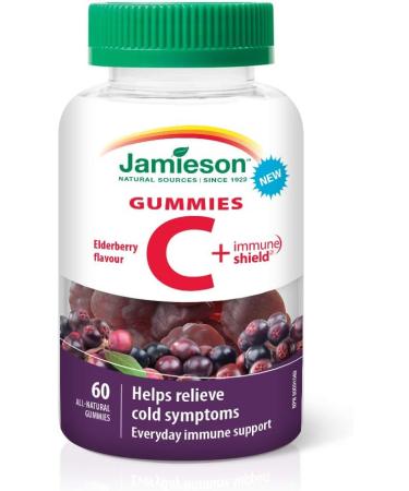Jamieson Vitamin C plus Immune Shield Gummies - Elderberry Flavour 60 Count (Pack of 1) & Magnesium Gummies - Cranberry Grape Flavour 60 Count (Pack of 1) Gummies + Gummies 60 Count - Buy Online on GoSupps.com
