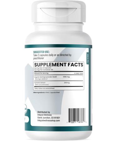 Integral Wellness Moringa w/Curcumin Capsules (60 Caps) 1200mg Per Serving - 3rd Party Tested Filler-Free - Buy Online on GoSupps.com