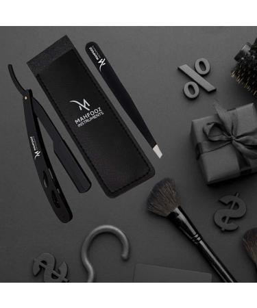 Men's Black Cut Throat Razor & Tweezers Set Of 2 Pieces Premium Quality Straight Edge Razor Moustache & Beard Shaving Razor Single Blade Razor Tweezers - Buy Online on GoSupps.com
