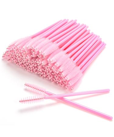 AIBAOBAO 100Pcs Mascara Wands Disposable Eyelash Brushes Pink Crystal Eyelash Brush Eyebrow Brush Spoolie Eyelash Eye Brow Spoolie Castor Oil Brush Mascara Wands Cosmetic Makeup Tools