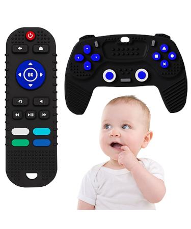 2PCS Silicone Baby Teething Toys Remote Control Remote Control & Game Controller Silicone Teething Toy (Black)