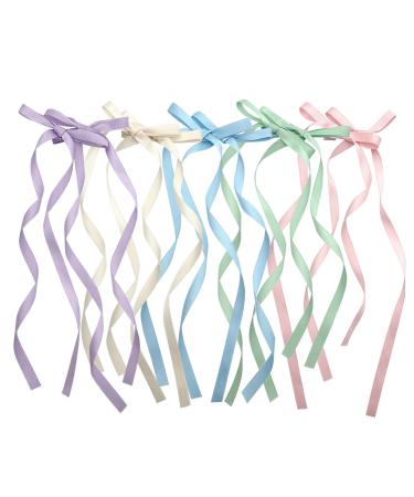 JOLINTAL 10 Pcs French Bow Hair Clips French Bow Ribbon Hair Clip Hair Accessories for Women Girls Hair Accessories Cute Bow Hair Clips Pretty Wedding Hair Accessories Black Blush Gold Nude Silver