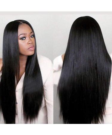 Shop European & American Long Straight Black Chemical Fiber Wigs | Dark Brown Headgear - Buy Online on GoSupps.com