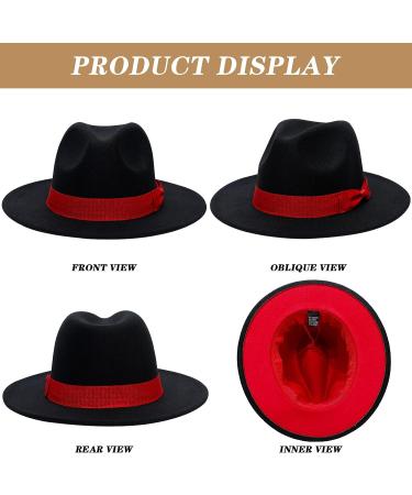 Kalerona Wide Brim Fedora Hat for Men - Unisex Two Tone Design - D-black+red - Size Medium-Large - Buy Online on GoSupps.com